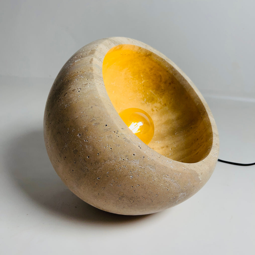 Travertine Stone Globe Lamp