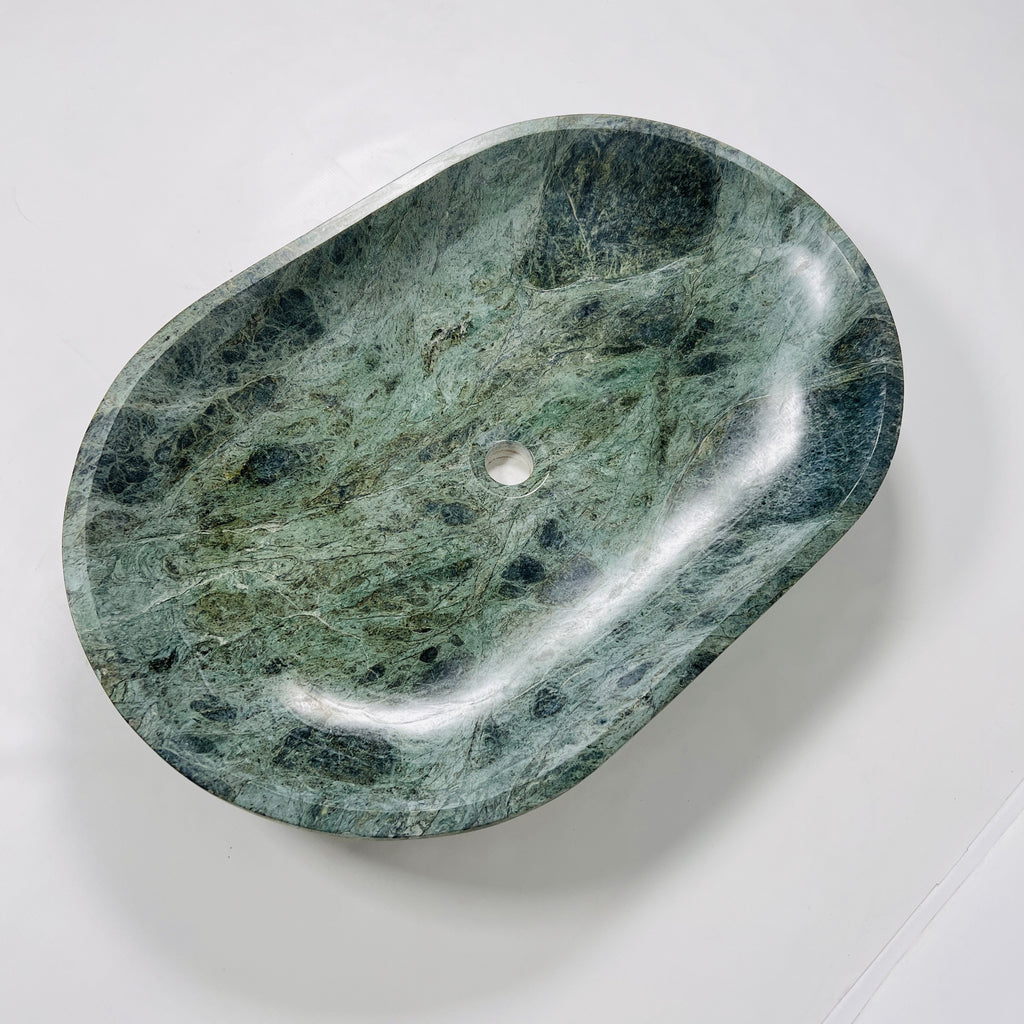 Oval Jungle Green Marble Sink