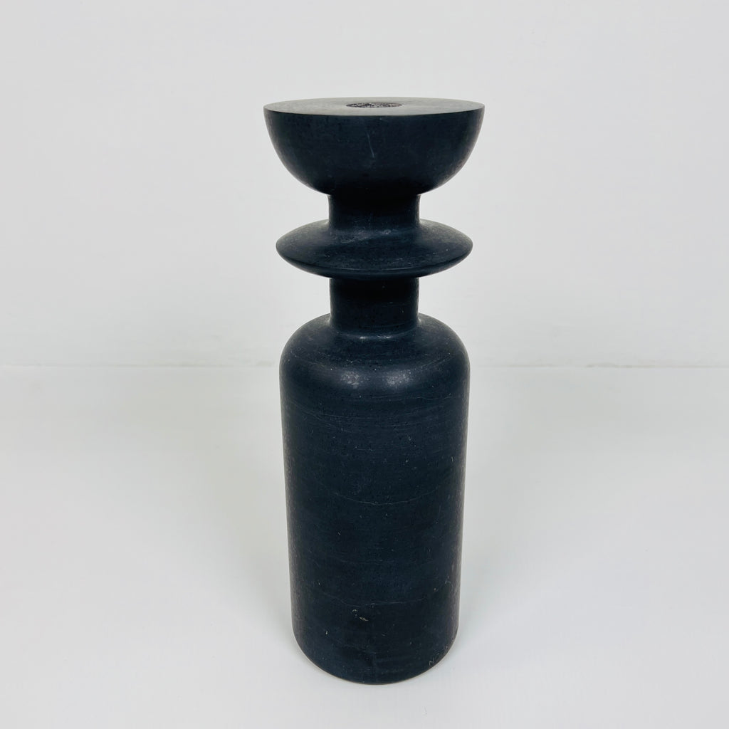 Ringed Bottle Black Marble Candle Stand