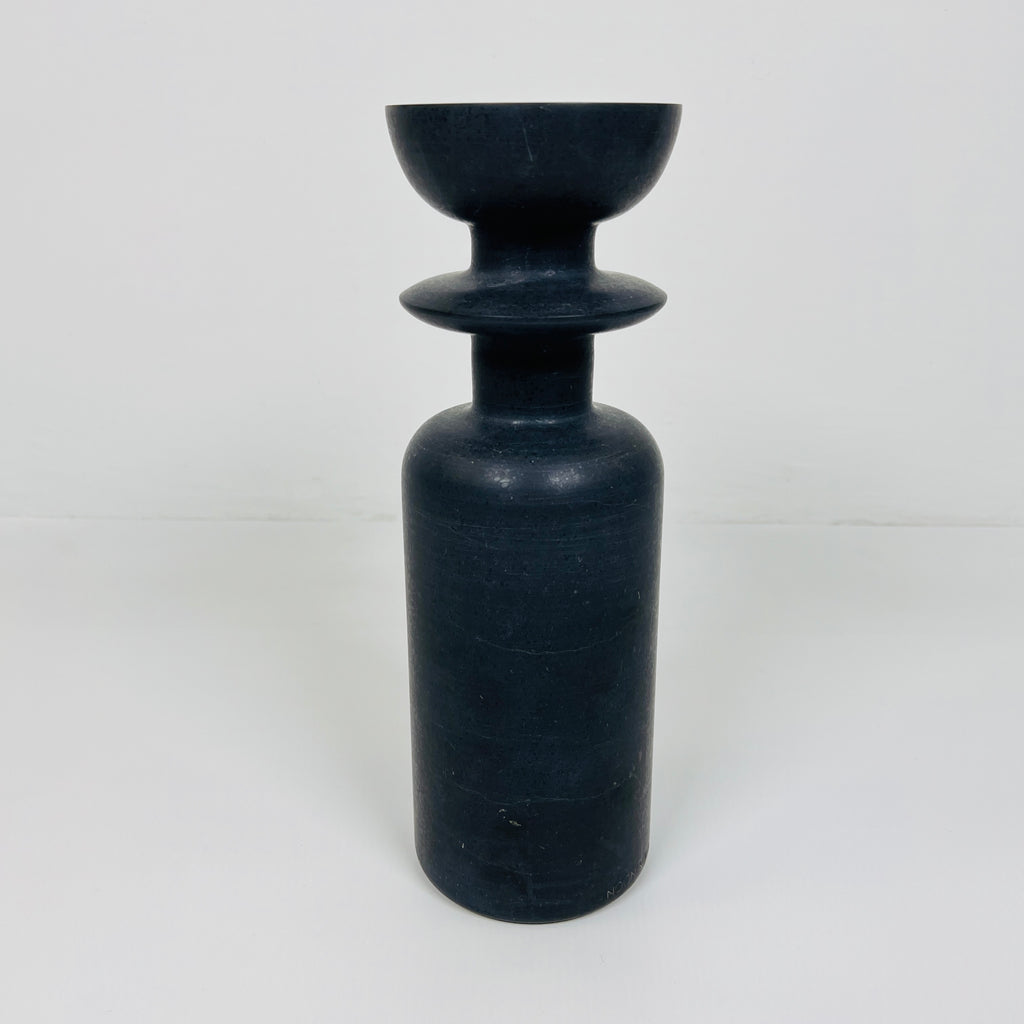 Ringed Bottle Black Marble Candle Stand