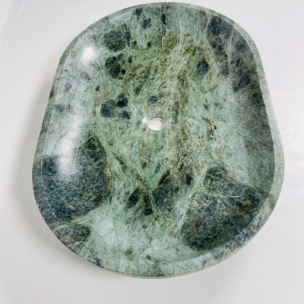 Oval Jungle Green Marble Sink