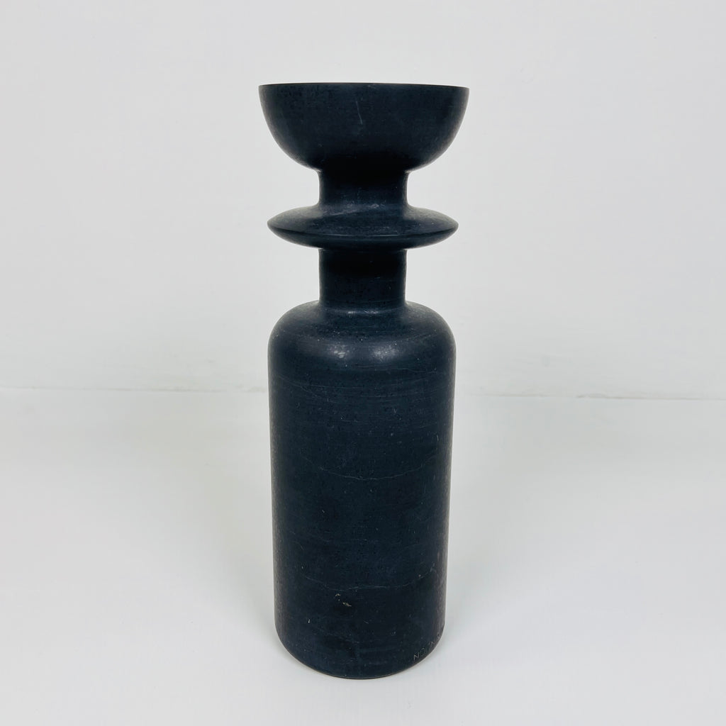 Ringed Bottle Black Marble Candle Stand