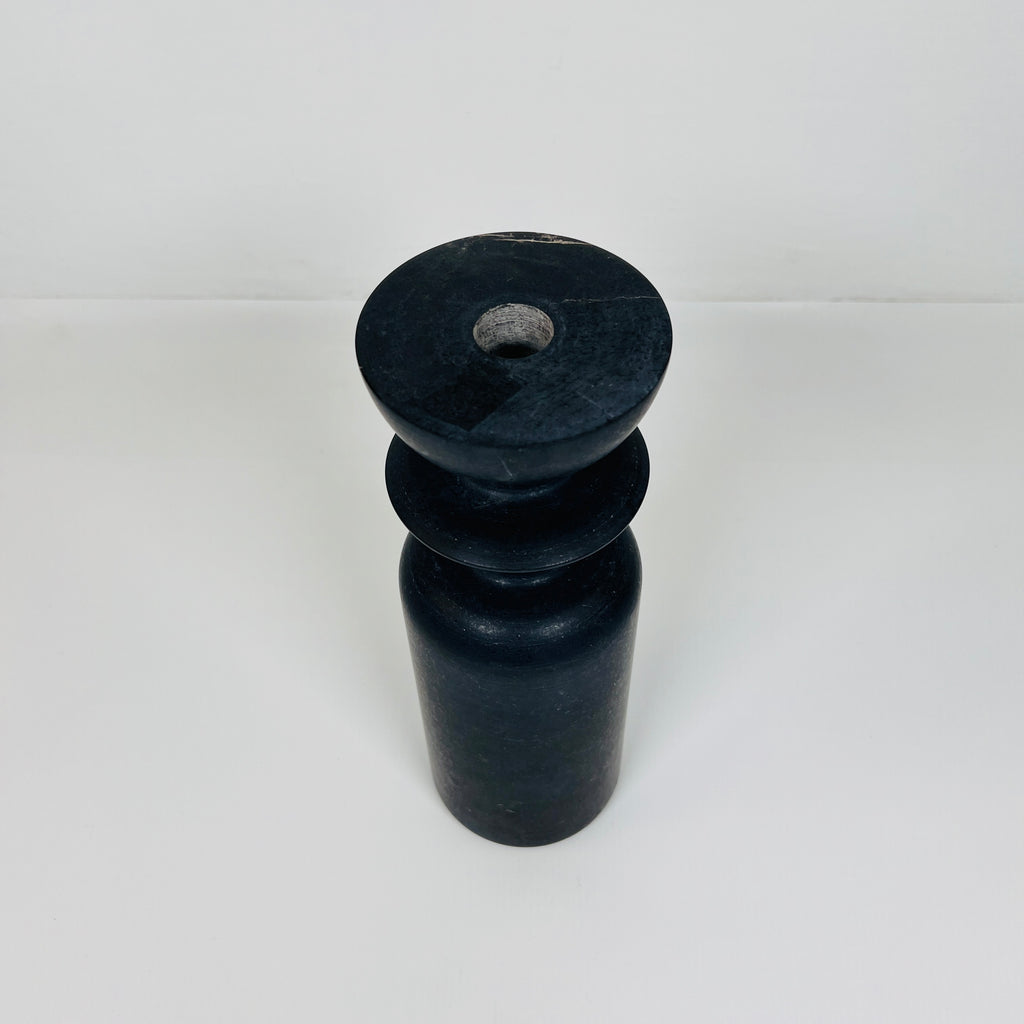 Ringed Bottle Black Marble Candle Stand