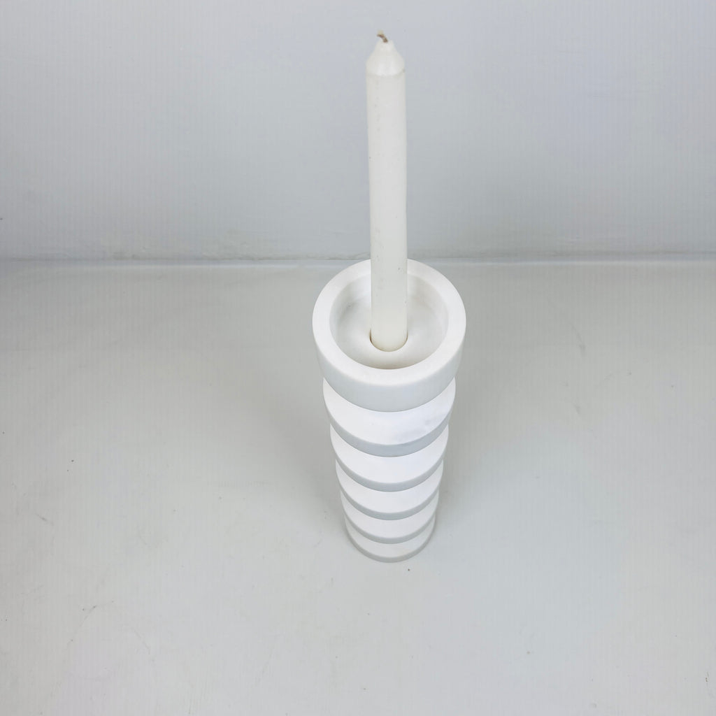 Stacked Disc White Marble Candle Stand (Large)