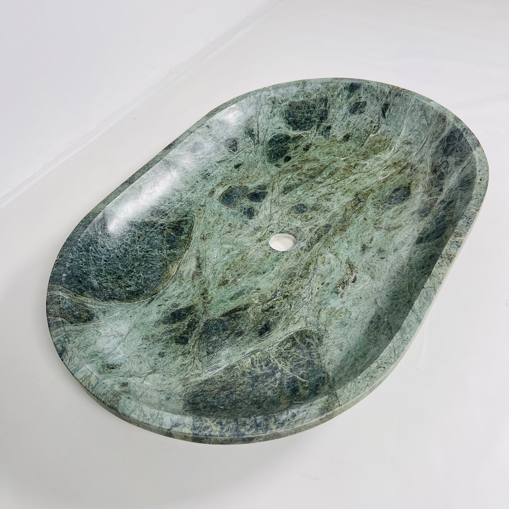 Oval Jungle Green Marble Sink