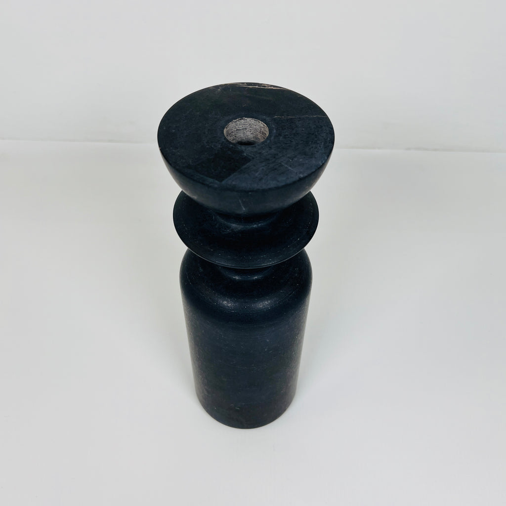 Ringed Bottle Black Marble Candle Stand