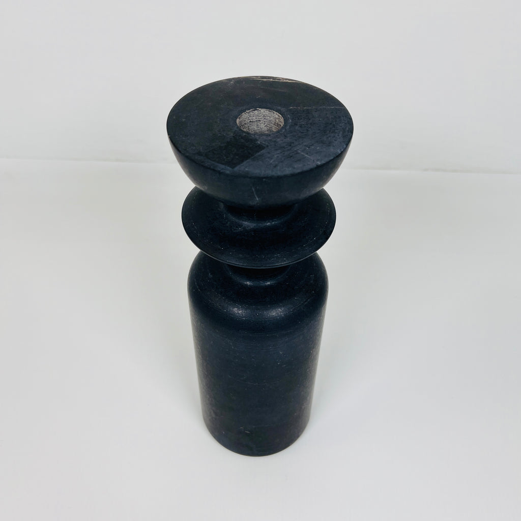 Ringed Bottle Black Marble Candle Stand