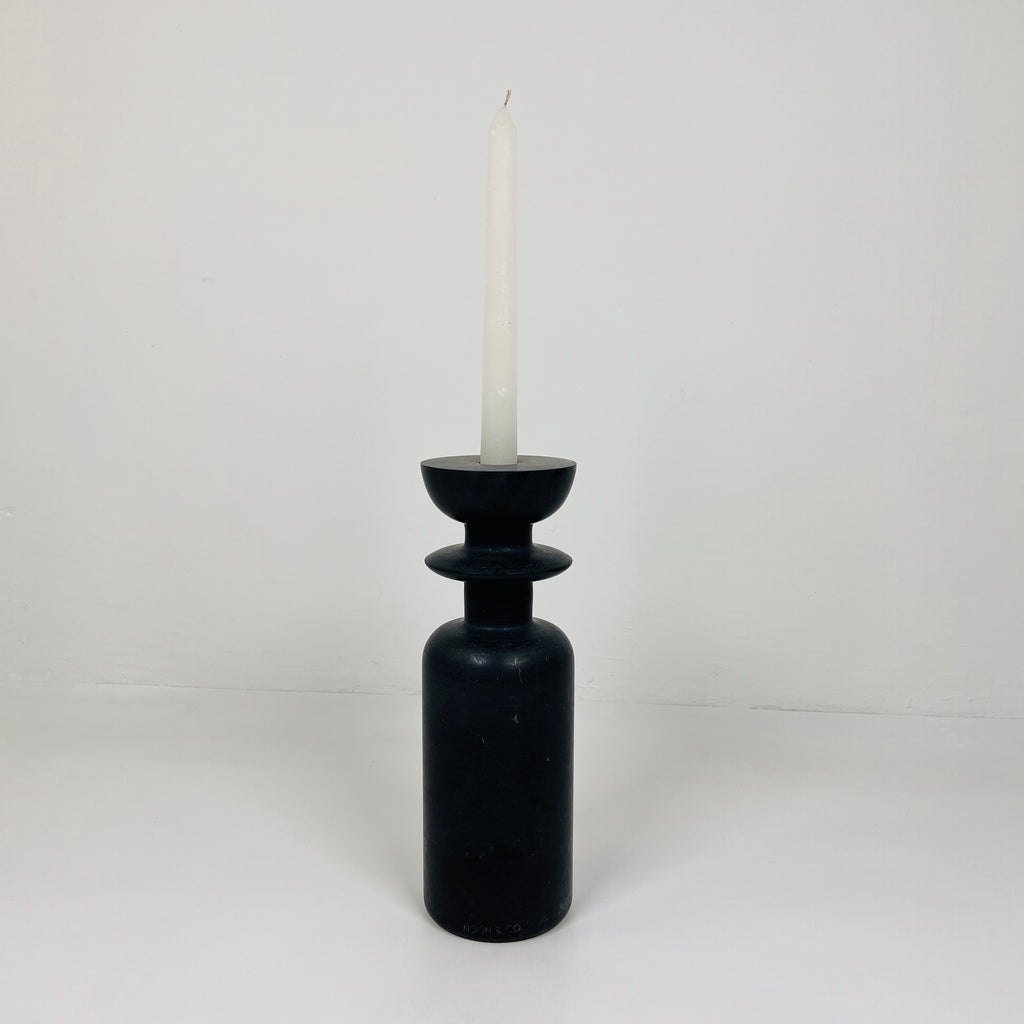 Ringed Bottle Black Marble Candle Stand