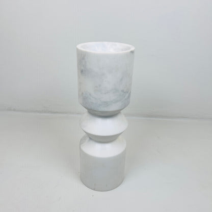 Bulged Disc Candle Stand - White