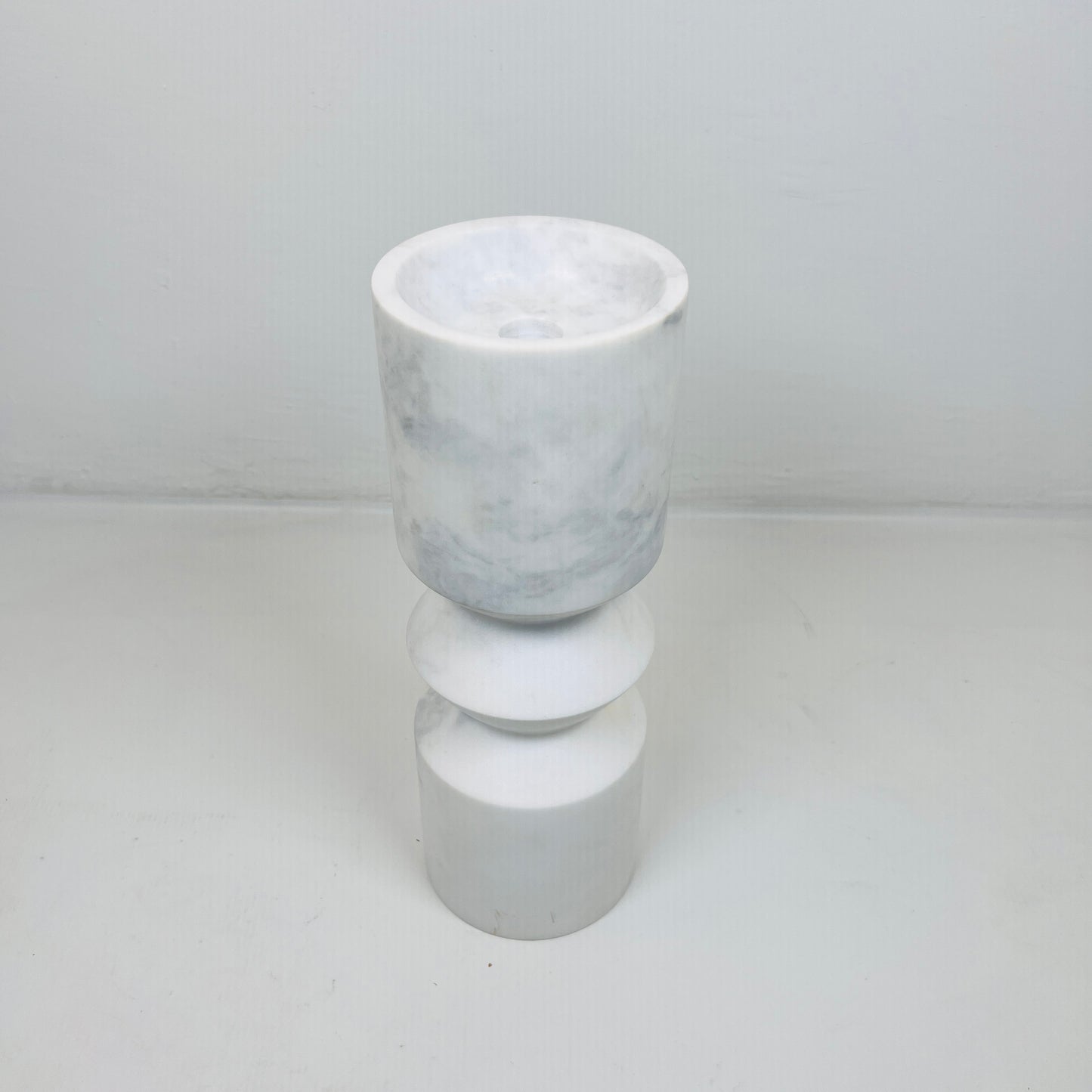 Bulged Disc Candle Stand - White