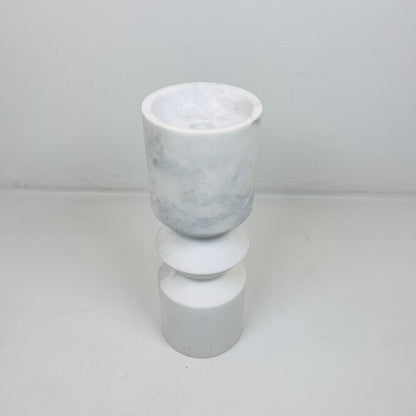 Bulged Disc Candle Stand - White
