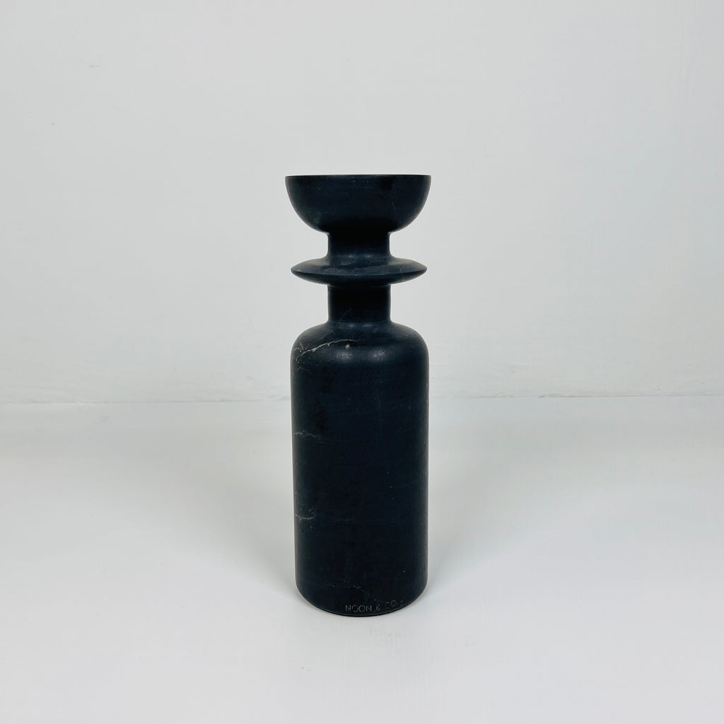 Ringed Bottle Black Marble Candle Stand