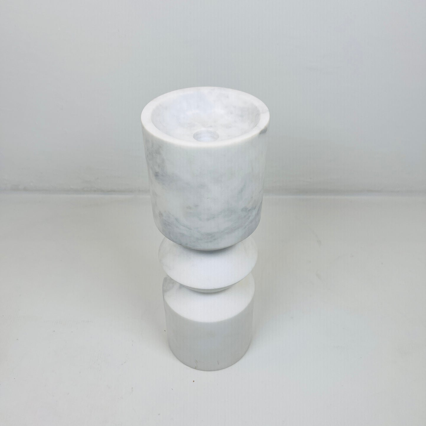 Bulged Disc Candle Stand - White