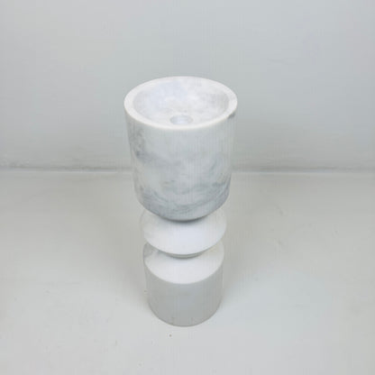 Bulged Disc Candle Stand - White