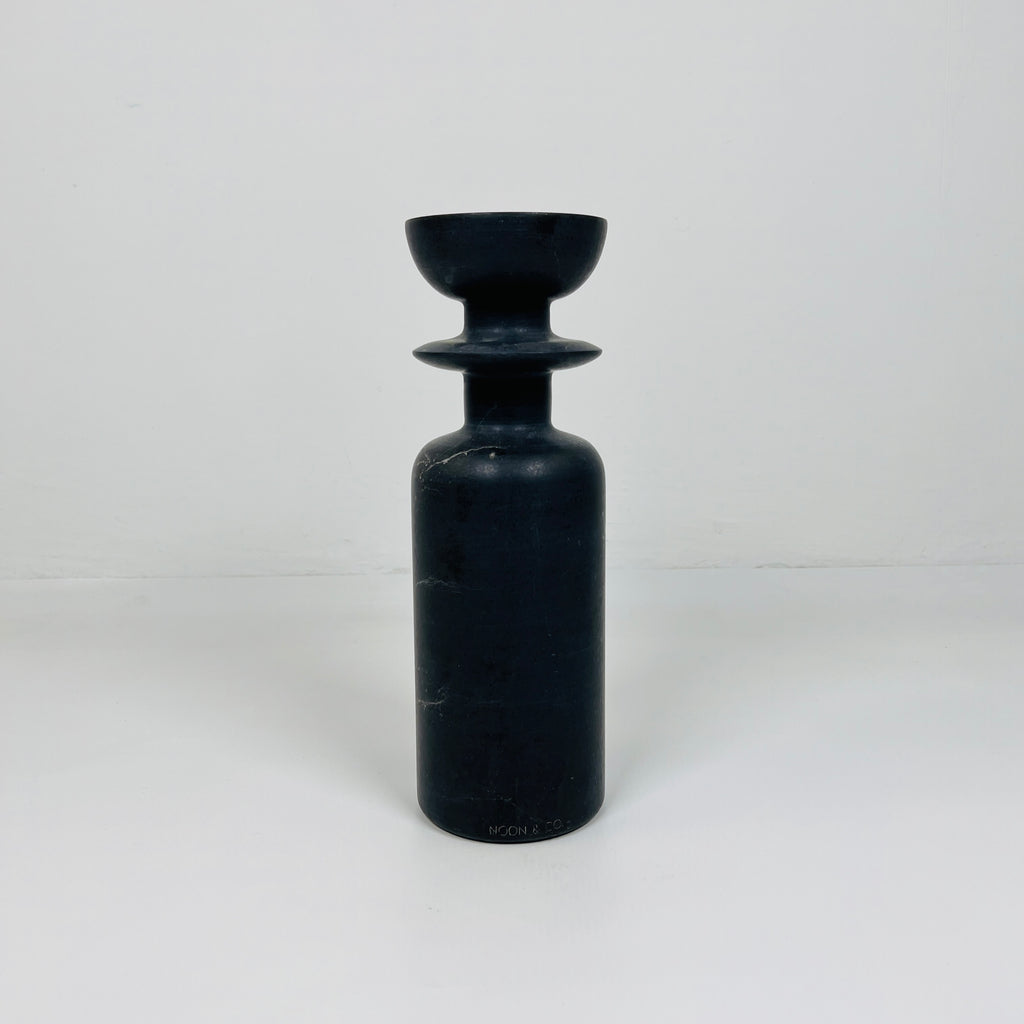 Ringed Bottle Black Marble Candle Stand