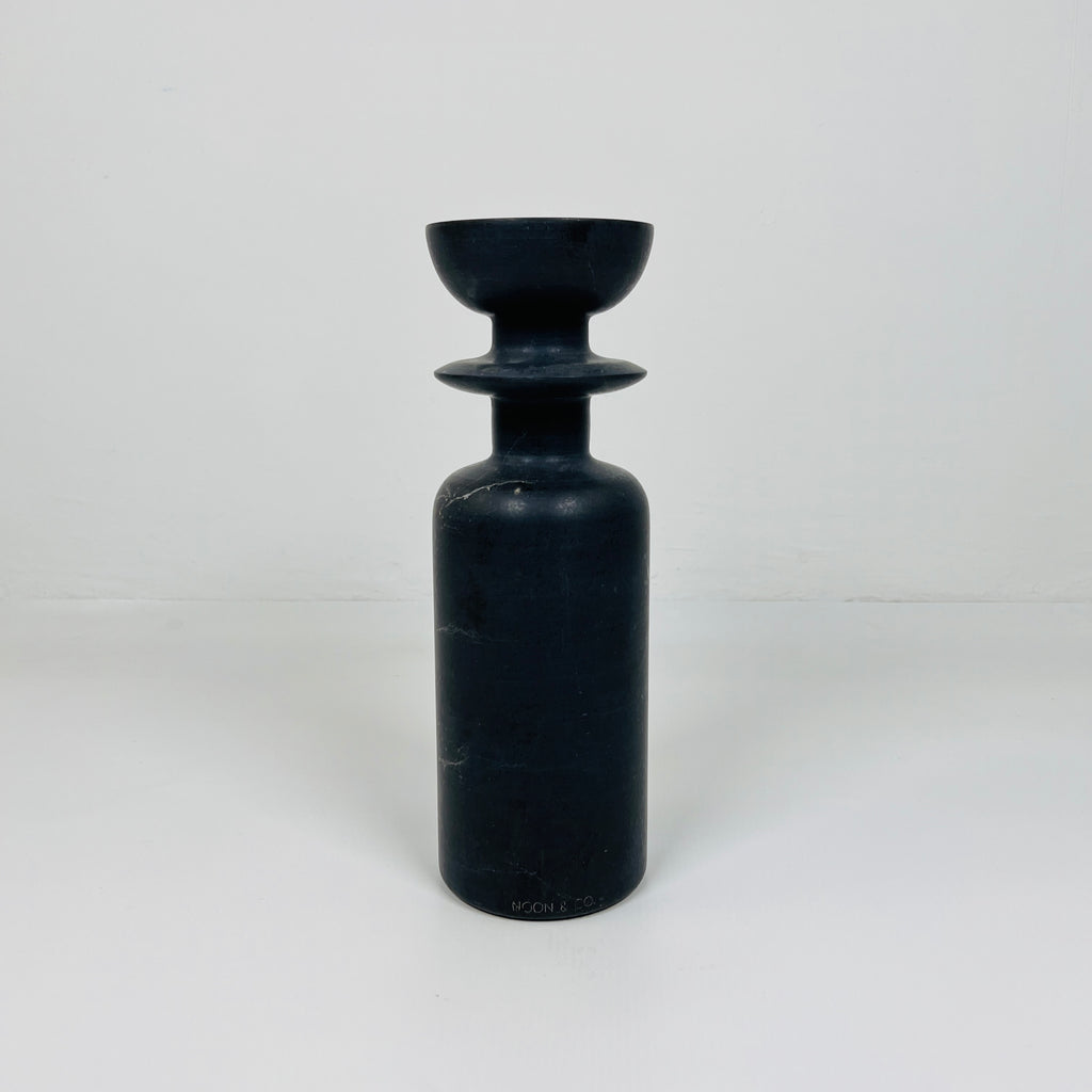 Ringed Bottle Black Marble Candle Stand