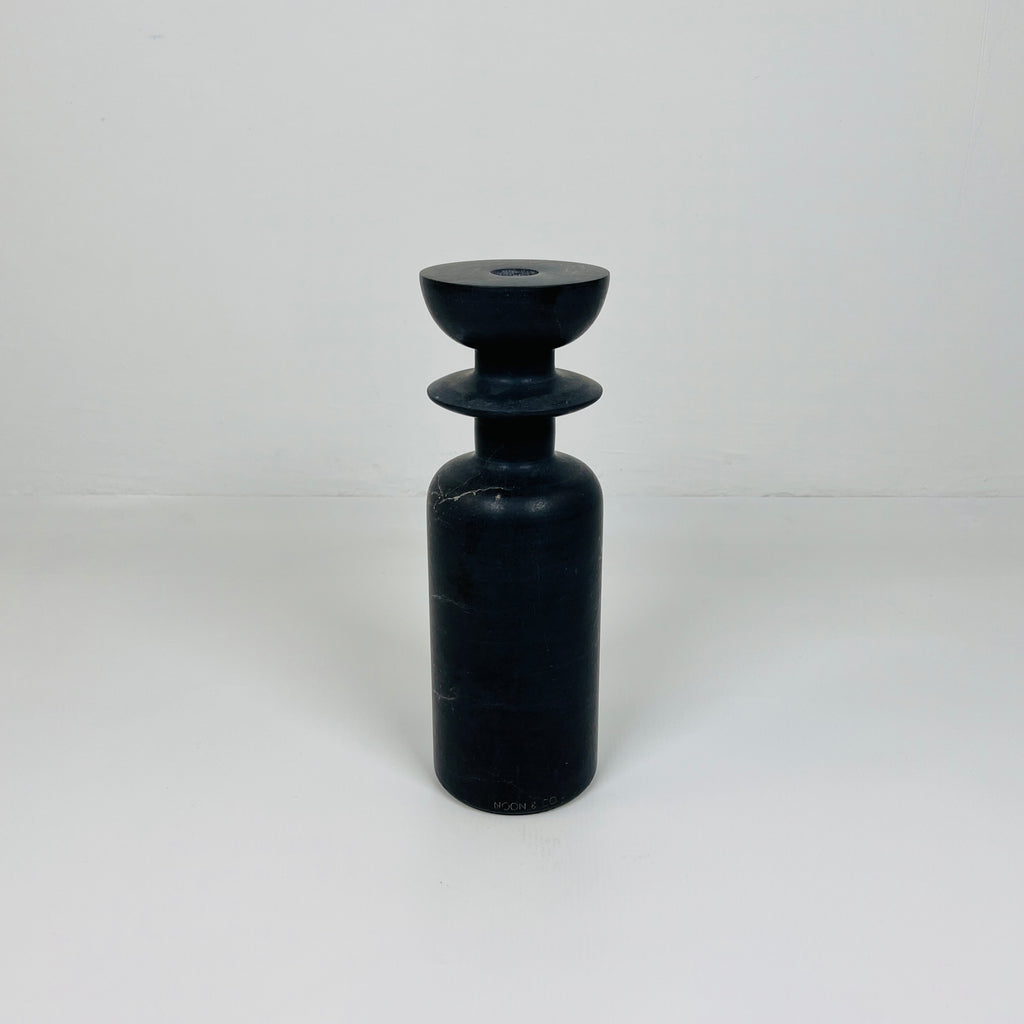 Ringed Bottle Black Marble Candle Stand