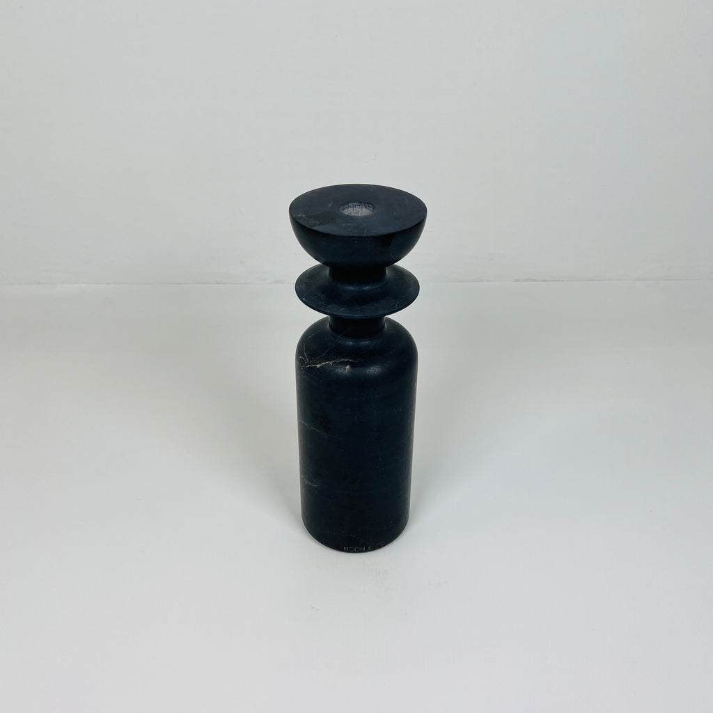 Ringed Bottle Black Marble Candle Stand