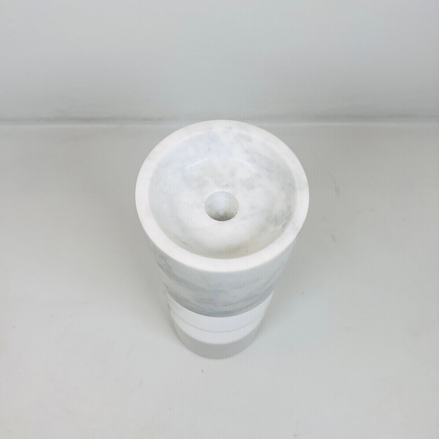 Bulged Disc Candle Stand - White