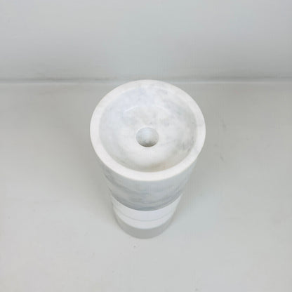 Bulged Disc Candle Stand - White