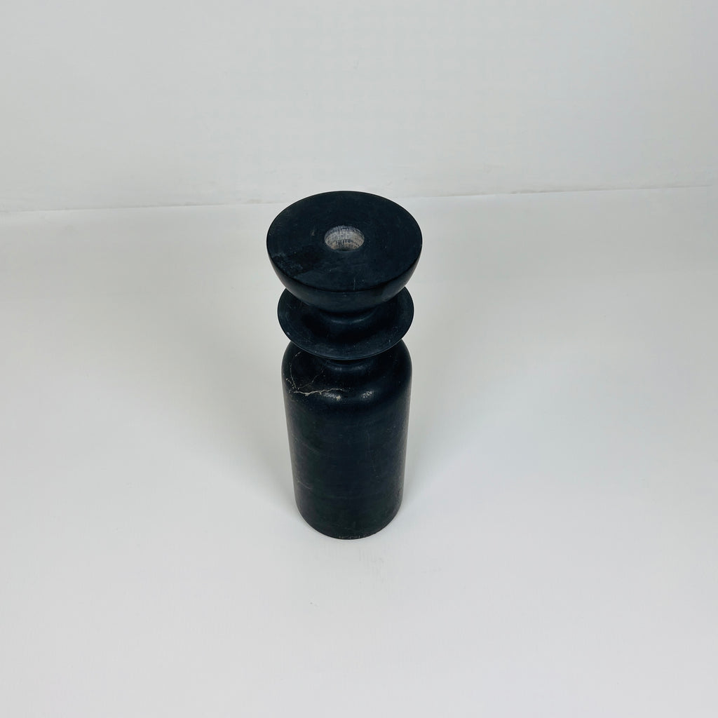 Ringed Bottle Black Marble Candle Stand