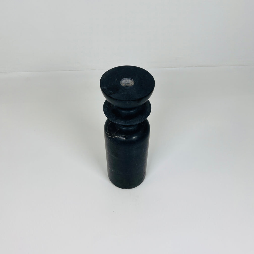 Ringed Bottle Black Marble Candle Stand