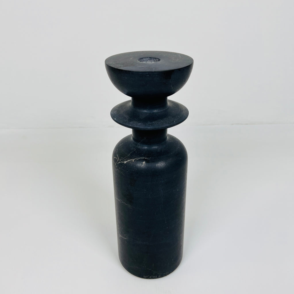 Ringed Bottle Black Marble Candle Stand