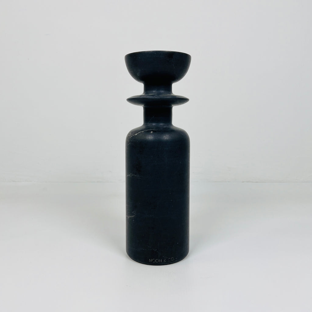 Ringed Bottle Black Marble Candle Stand