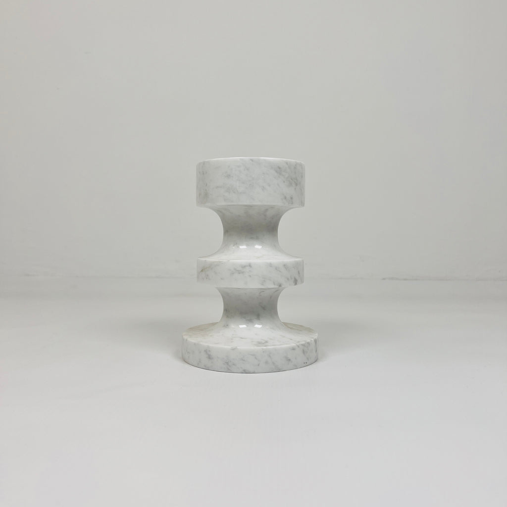 Stacked Disc Grey Marble Candle Stand (Small)