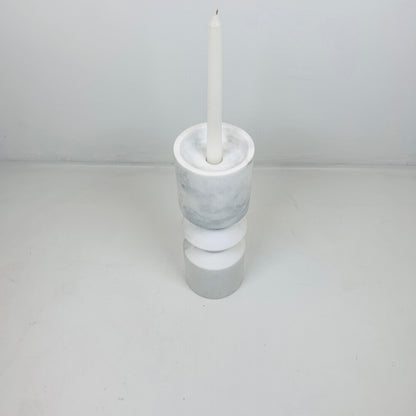 Bulged Disc Candle Stand - White