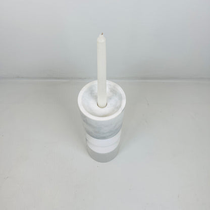 Bulged Disc Candle Stand - White