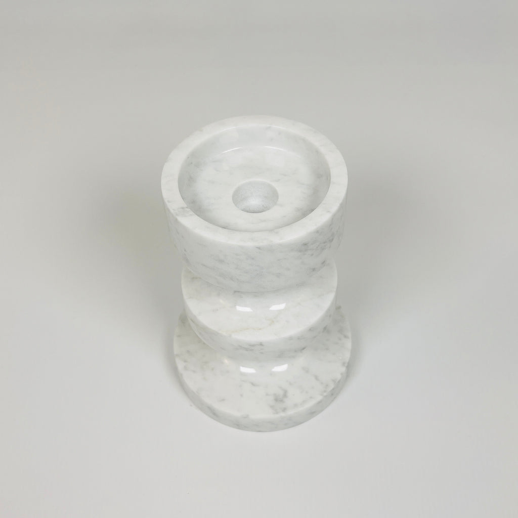 Stacked Disc Grey Marble Candle Stand (Small)