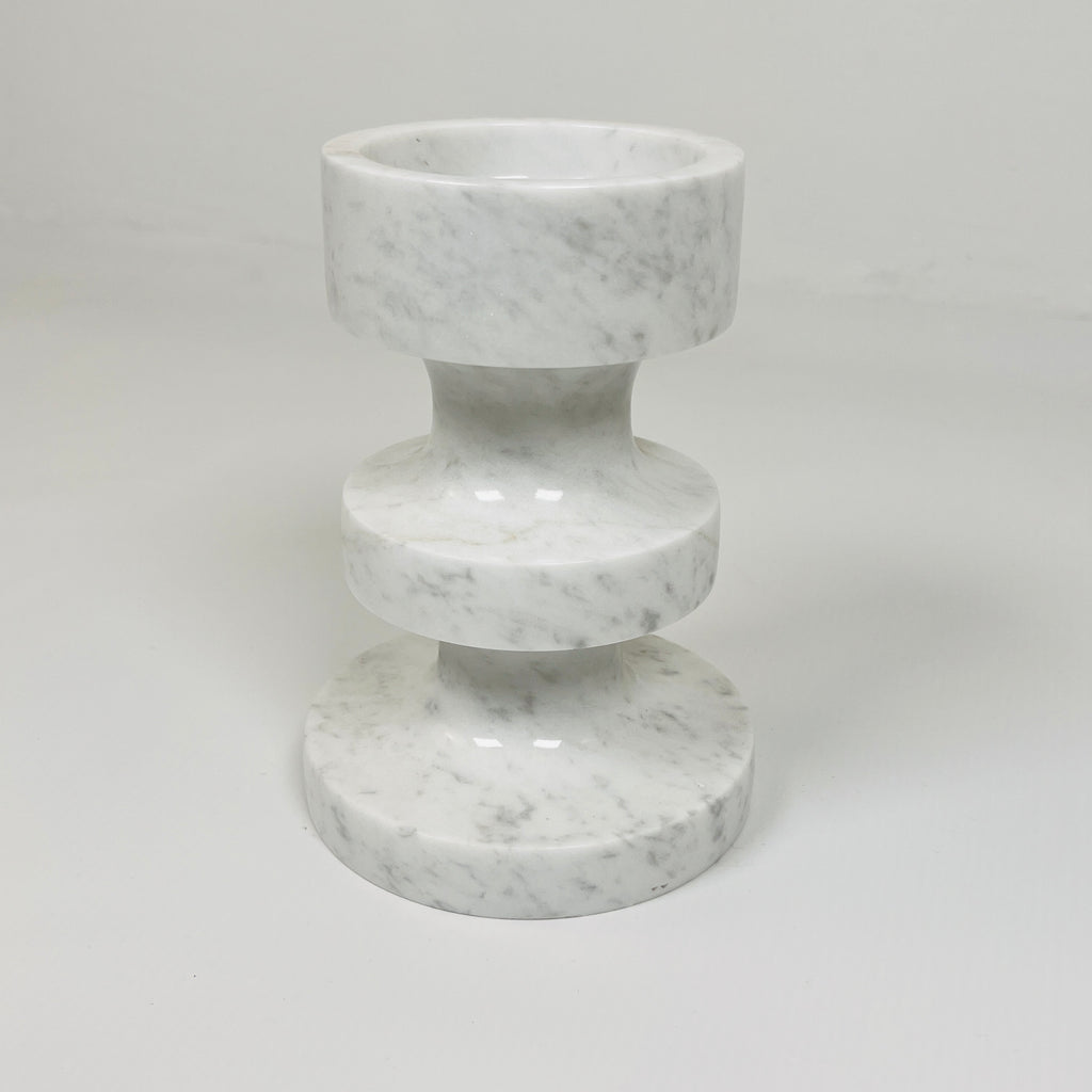 Stacked Disc Grey Marble Candle Stand (Small)