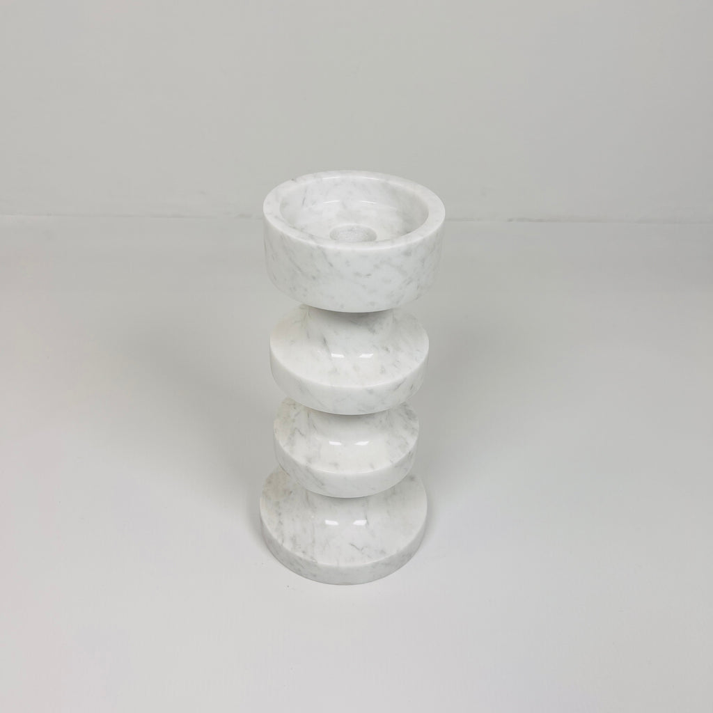 Stacked Disc Grey Marble Candle Stand (Middle)