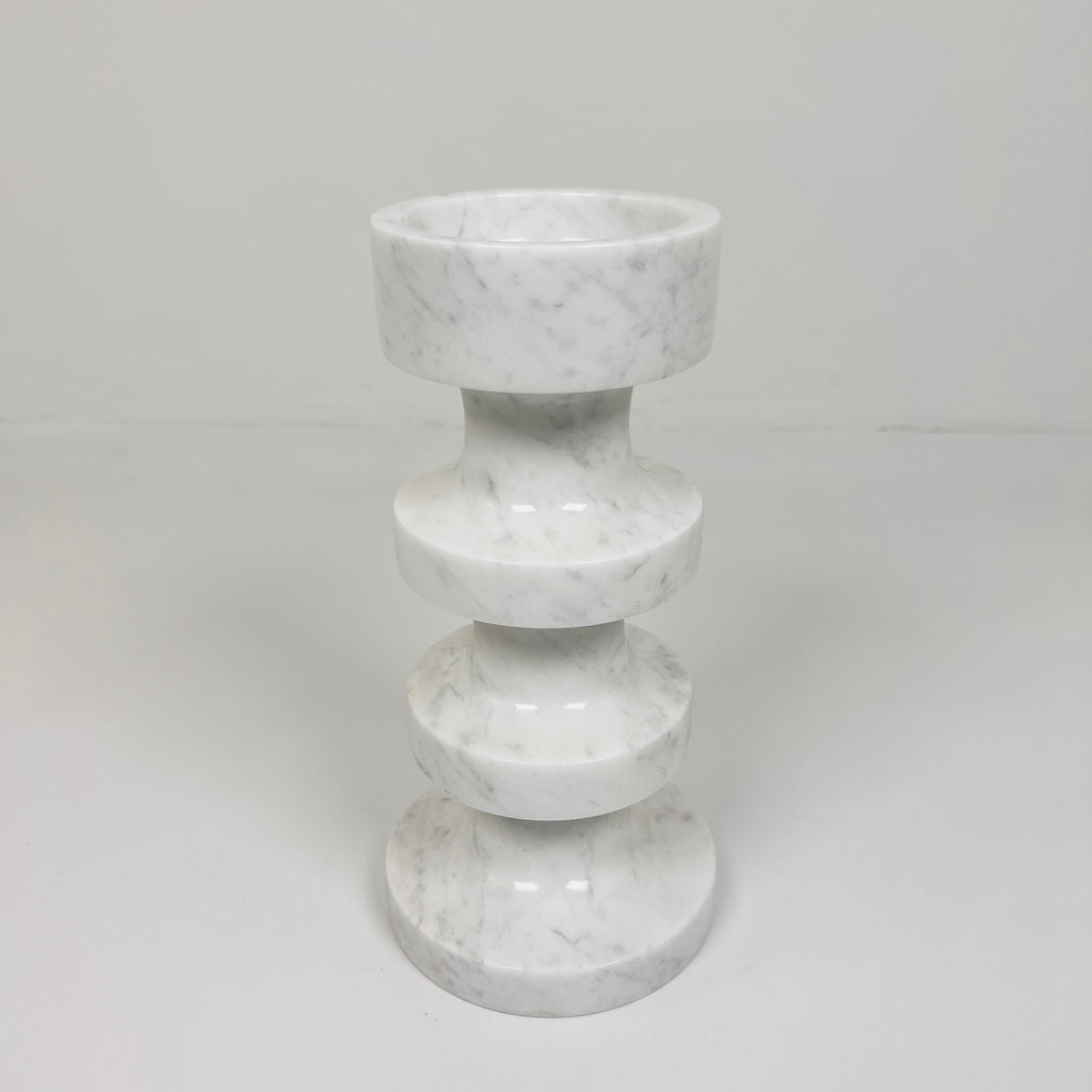 Stacked Disc Grey Marble Candle Stand (Middle)