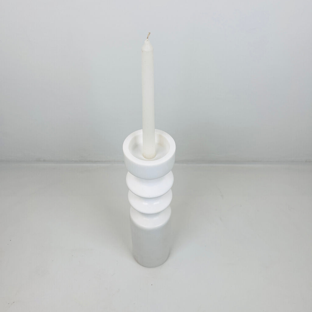 Double Disc Bulged Marble Candle Stand