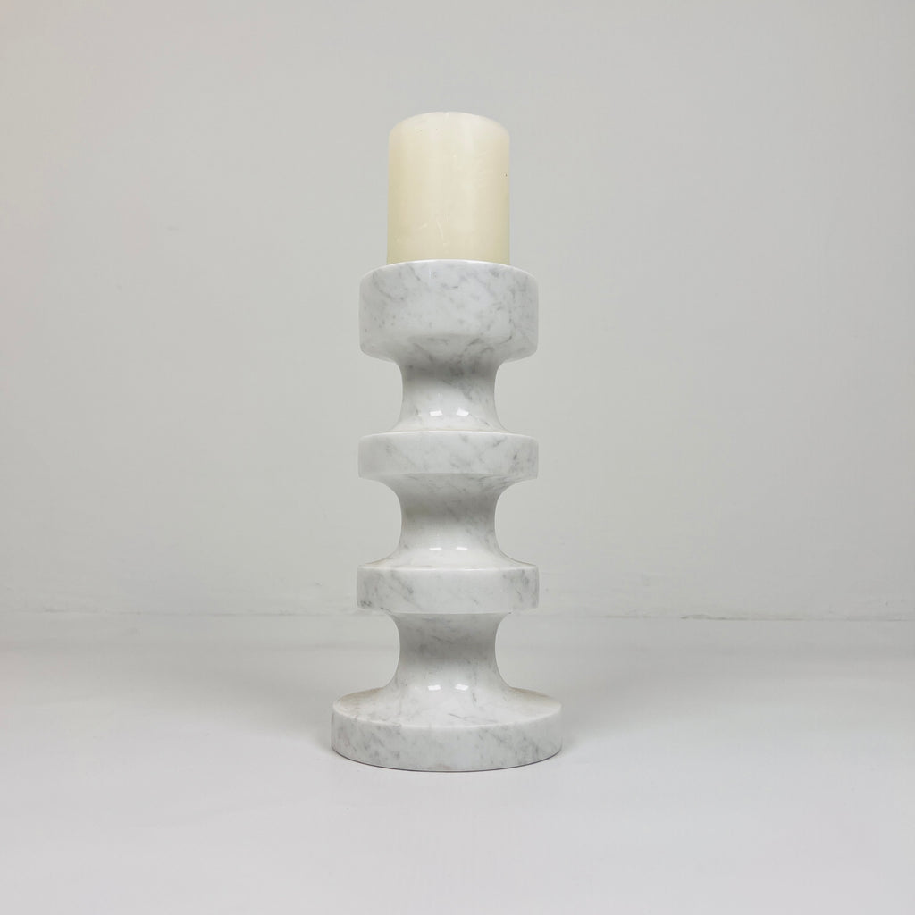 Stacked Disc Grey Marble Candle Stand (Middle)