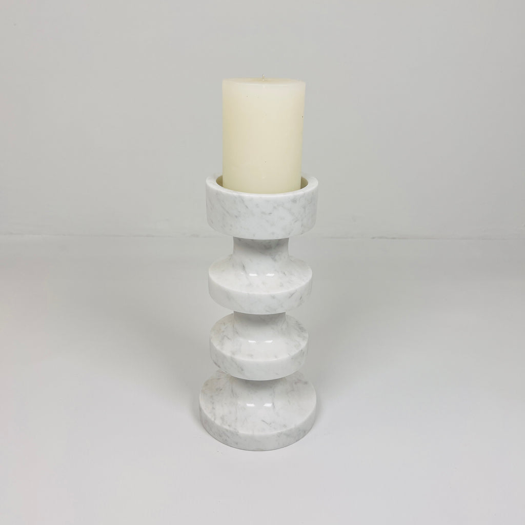 Stacked Disc Grey Marble Candle Stand (Middle)