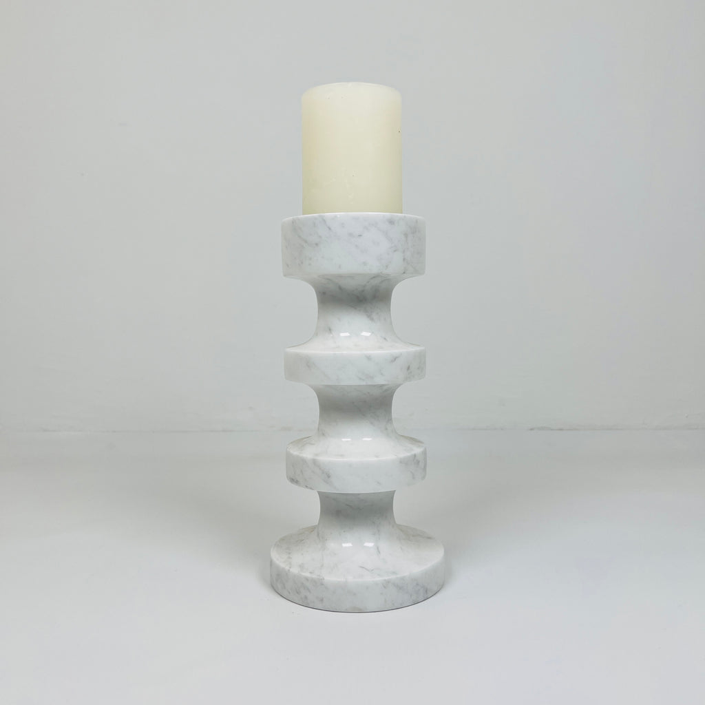 Stacked Disc Grey Marble Candle Stand (Middle)