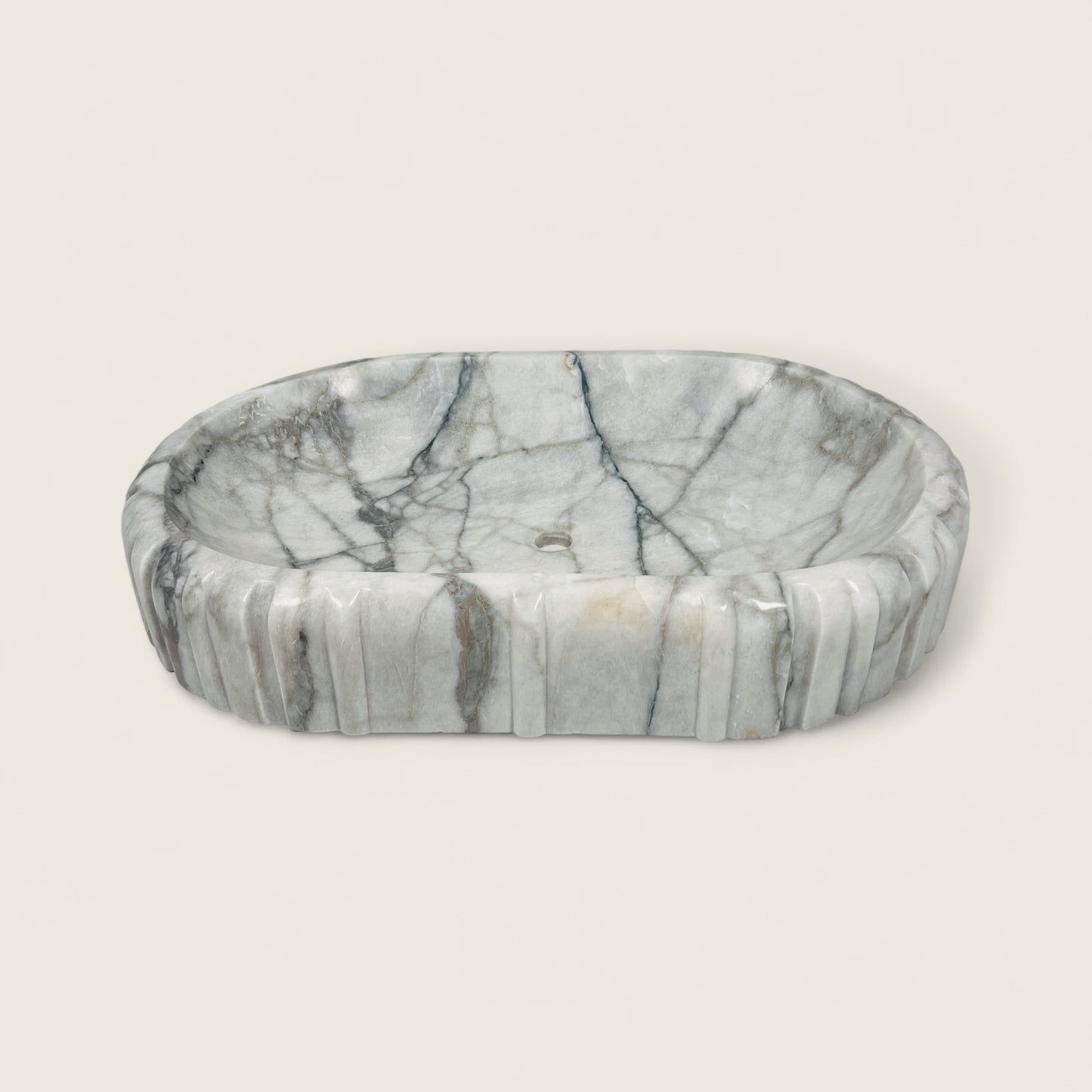 Pleated Obround Sink - Gray Commando