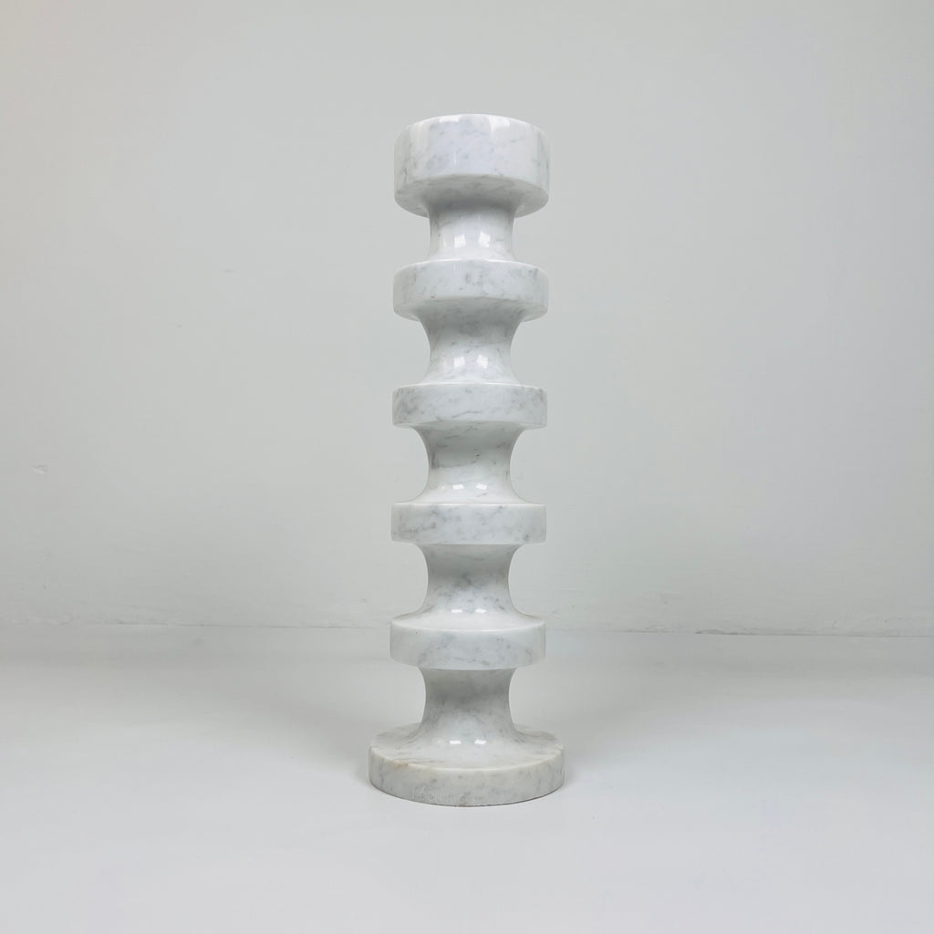 Stacked Disc Grey Marble Candle Stand (Large)