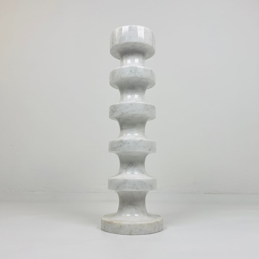 Stacked Disc Grey Marble Candle Stand (Large)