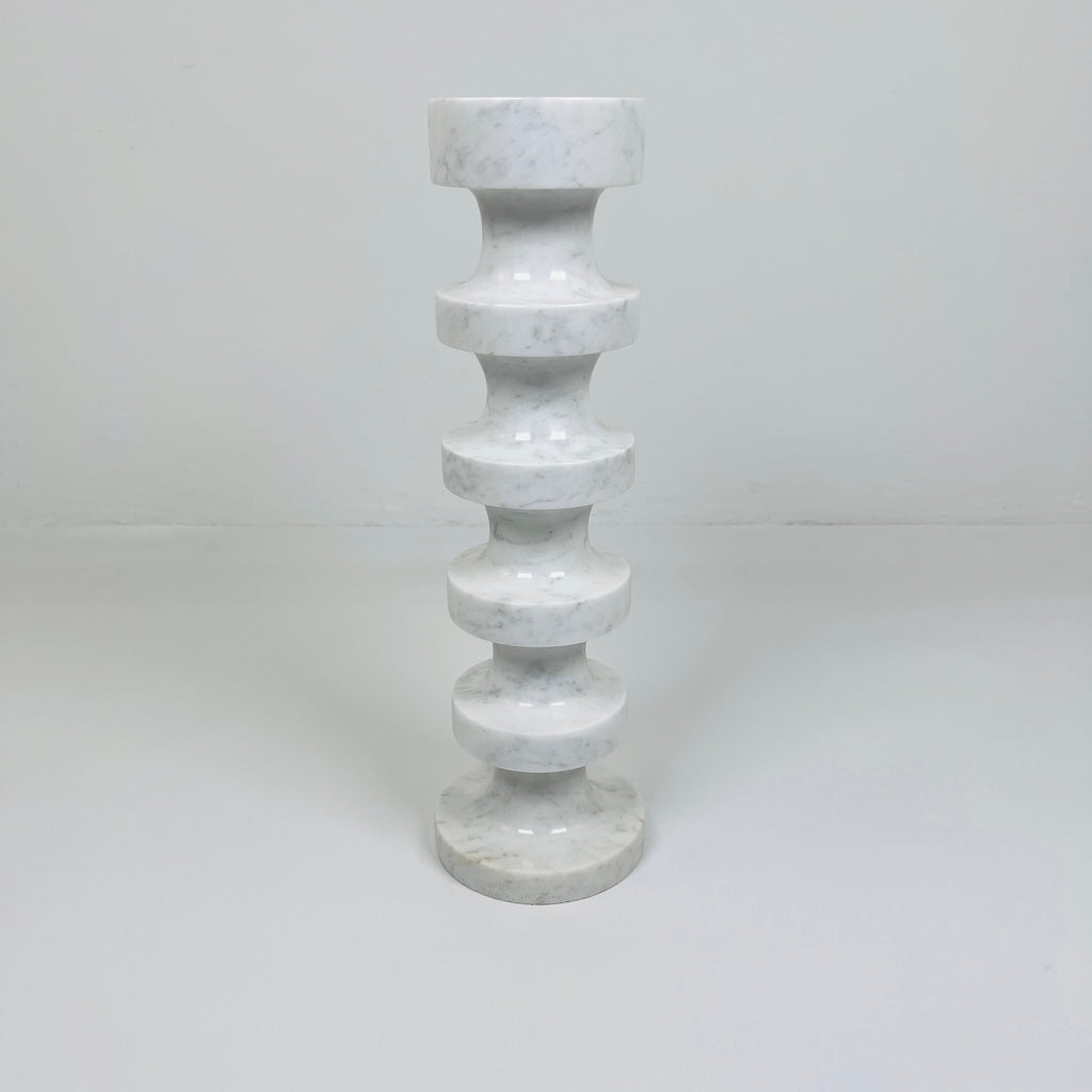 Stacked Disc Grey Marble Candle Stand (Large)