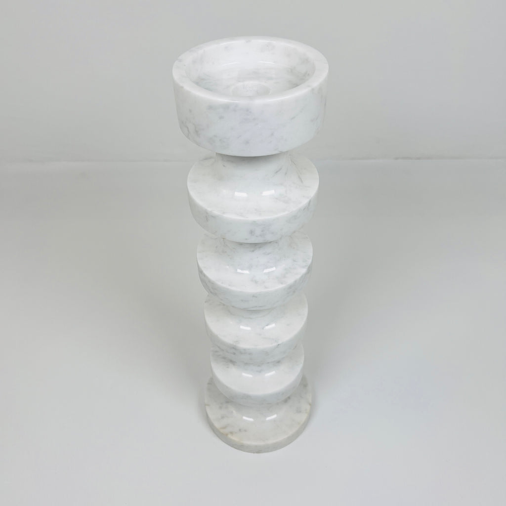 Stacked Disc Grey Marble Candle Stand (Large)