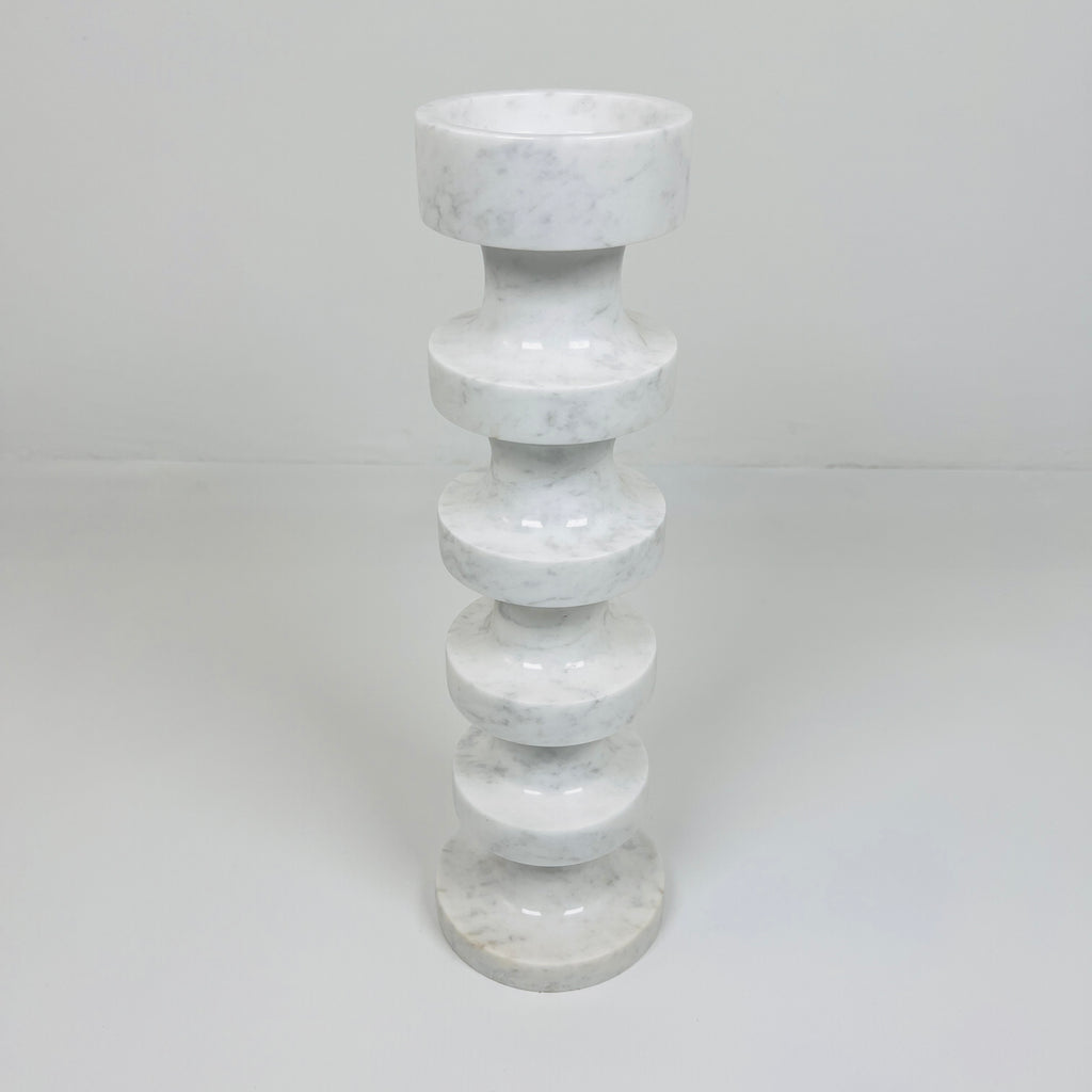 Stacked Disc Grey Marble Candle Stand (Large)