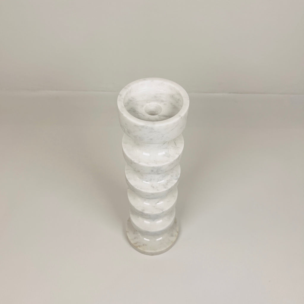 Stacked Disc Grey Marble Candle Stand (Large)