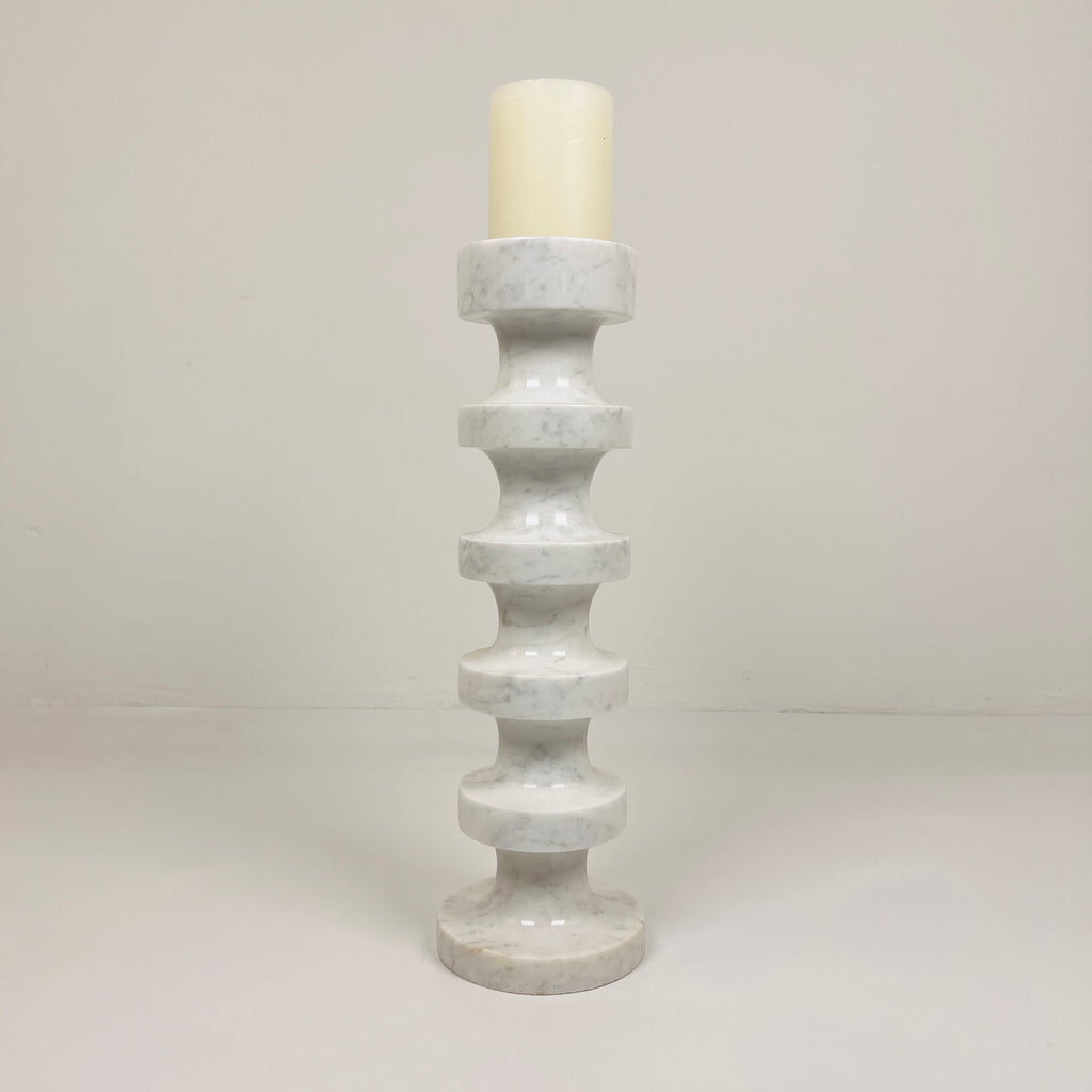 Stacked Disc Grey Marble Candle Stand (Large)