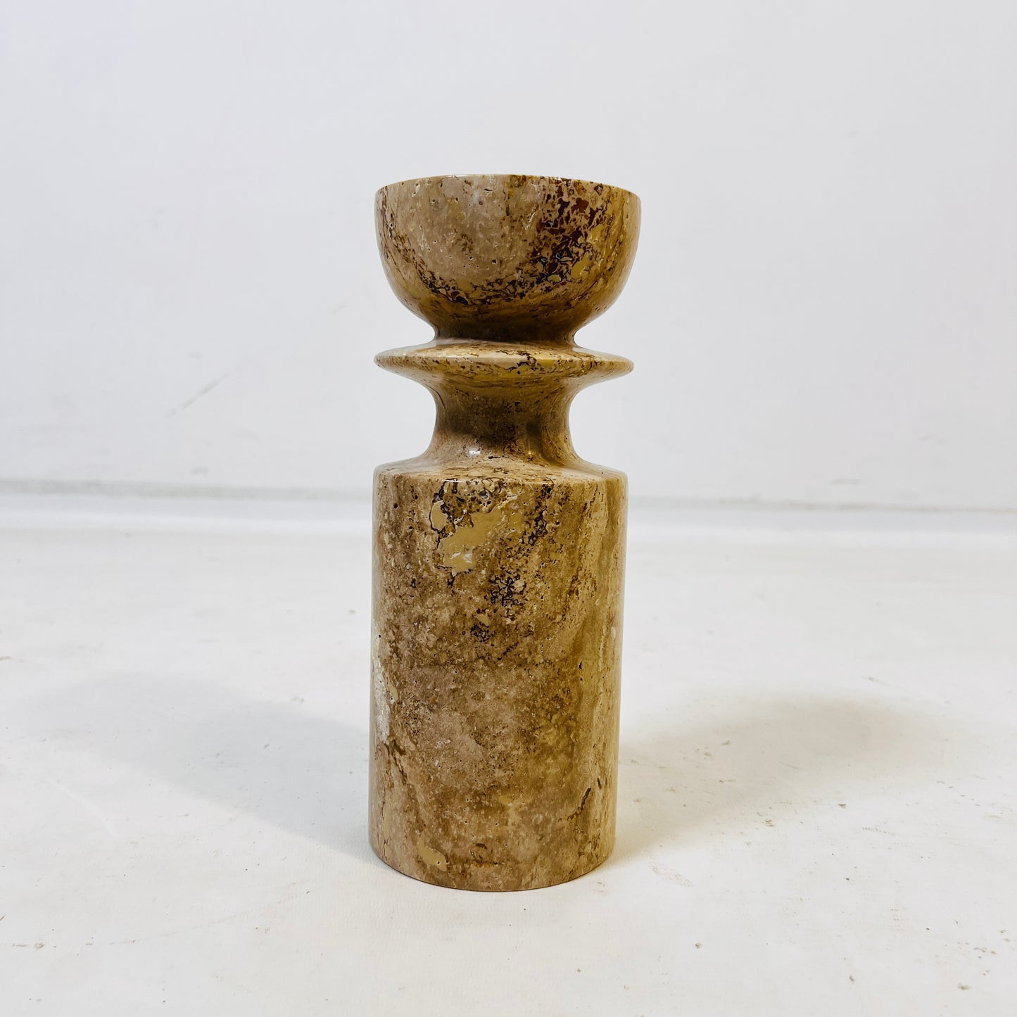 Collared Candle Stand - Travertine