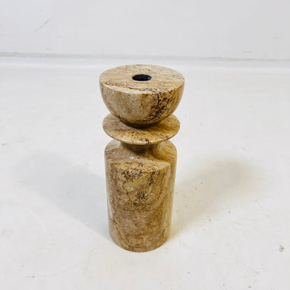 Collared Candle Stand - Travertine