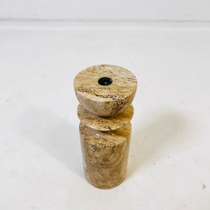 Collared Candle Stand - Travertine